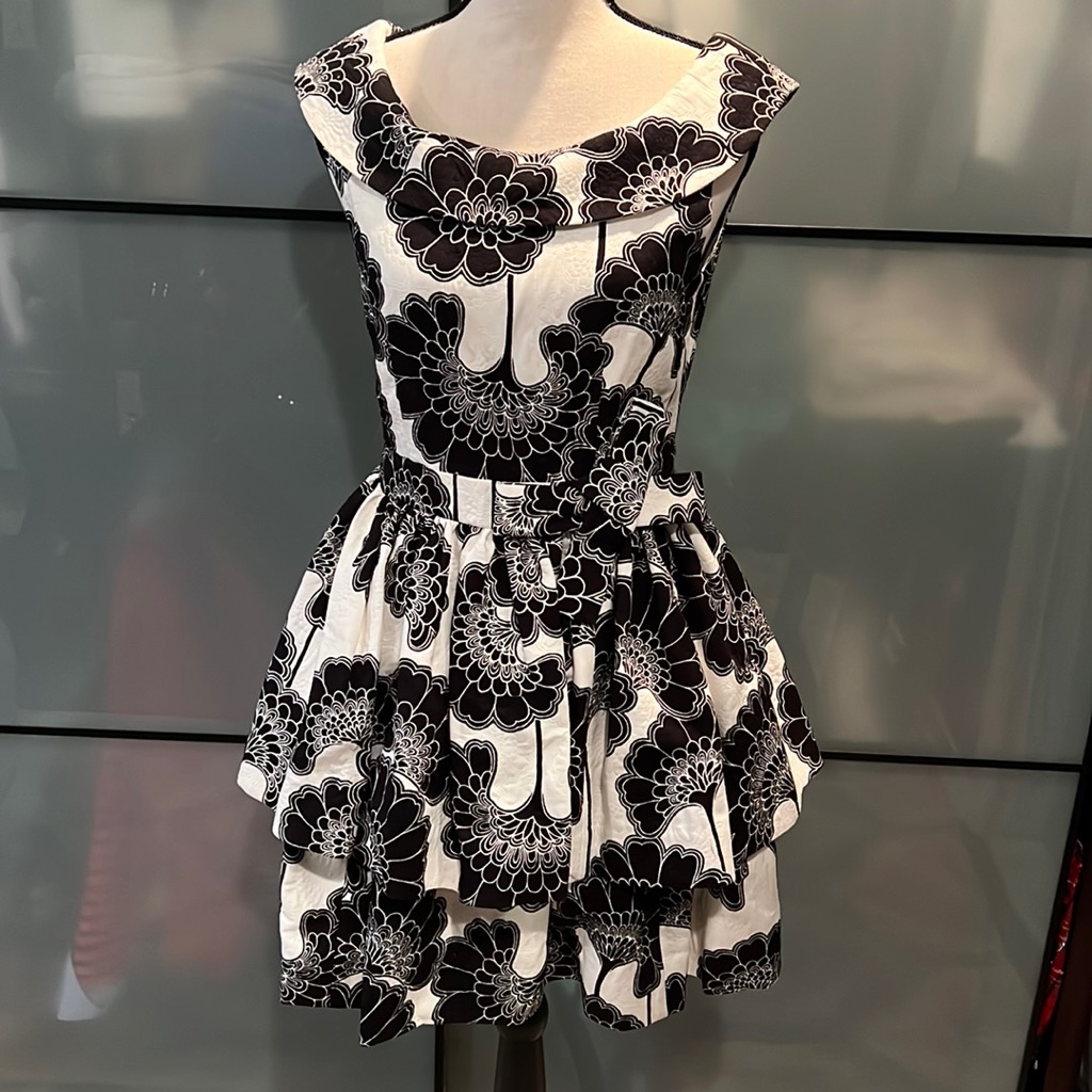 Nwt Kate Spade Cameo Dress Sz 6 Black And White Ruffle Florence Broadhurst
